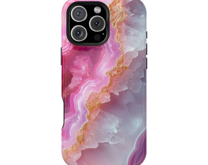 Bright Pink White Agate Crystal Rock Phone Case: iPhone, Galaxy, Pixel - Lifetime Warranty