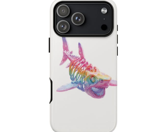 Shark Skeleton Colorful Rainbow Phone Case: iPhone, Galaxy, Pixel - Lifetime Warranty
