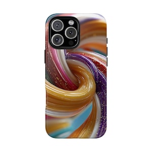 Rainbow Candy Colorful Stripe Swirls Phone Case: iPhone, Galaxy, Pixel - MagSafe Compatible