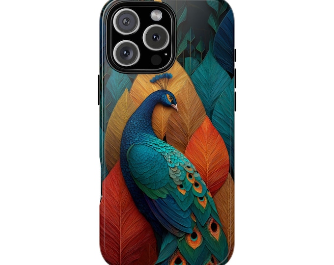 Peacock Colorful Turquoise Feathers Phone Case: iPhone, Galaxy, Pixel - Lifetime Warranty