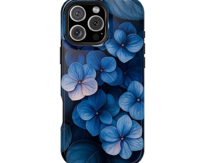 Blue Hydrangea Flower Water Ink Floral Phone Case: iPhone, Galaxy, Pixel - Lifetime Warranty
