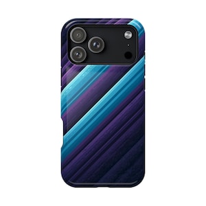 Teal Dark Purple Vector Stripes Phone Case • Original Artwork • Heavy Duty Protection • Tech Gift • Lifetime Warranty