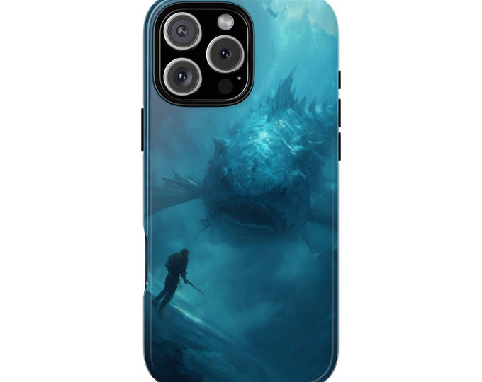 Diver Giant Prehistoric Ocean Fish Phone Case: iPhone, Galaxy, Pixel - Lifetime Warranty