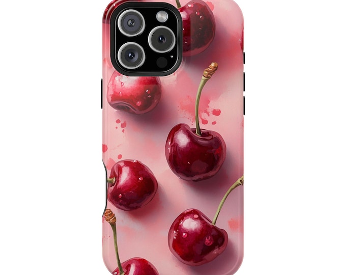 Watercolor Cherry Red Cherries - Phone Protector Cover Case for iPhone MagSafe | Galaxy | Pixel