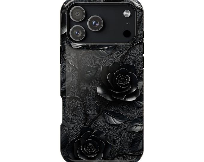 Black Rose Flower Noir Vines Phone Case: iPhone, Galaxy, Pixel - Lifetime Warranty