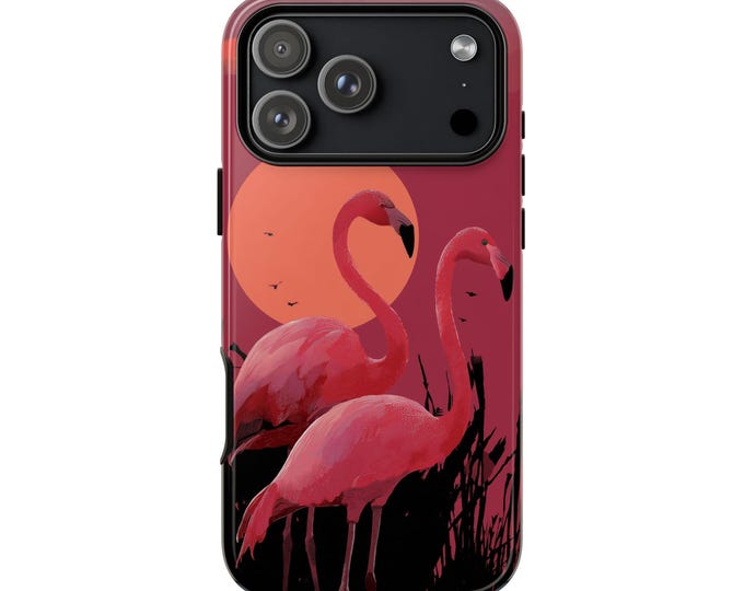 Flamingos Rose Pink Sunset Phone Case: iPhone, Galaxy, Pixel - Lifetime Warranty