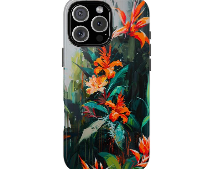Tropical Hawaii Flowers Orange Green Hibiscus Floral - Phone Case for iPhone | Samsung Galaxy | Pixel
