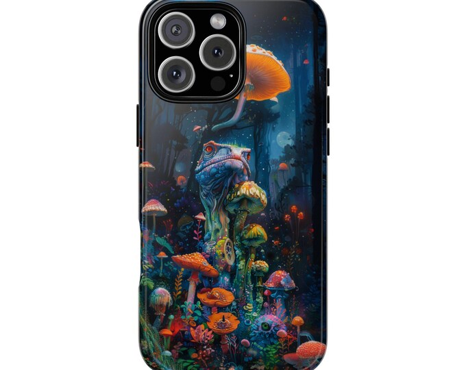 Mushroom Lizard Psychedelic Forest Phone Case: iPhone, Galaxy, Pixel - Lifetime Warranty