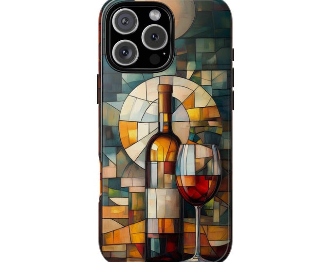 Abstract Wine Bottle Glass Cubist Phone Case: iPhone, Galaxy, Pixel - Lifetime Warranty