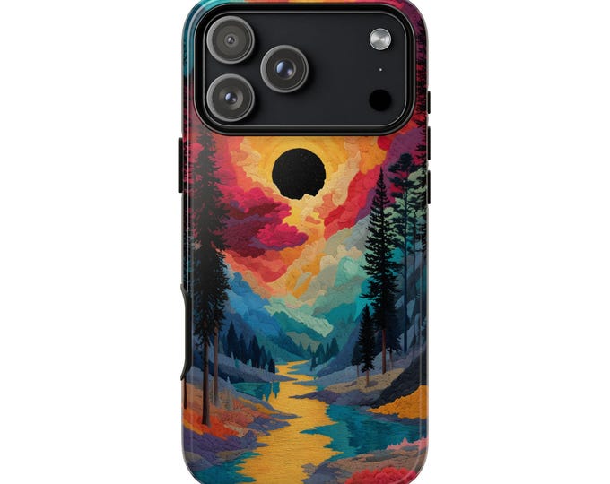 Psychedelic Wilderness Glowing River Sky Phone Case: iPhone, Galaxy, Pixel - Lifetime Warranty
