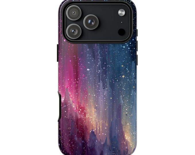 Speckled Gradient Streaks Magenta Blue Phone Case: iPhone, Galaxy, Pixel - Lifetime Warranty