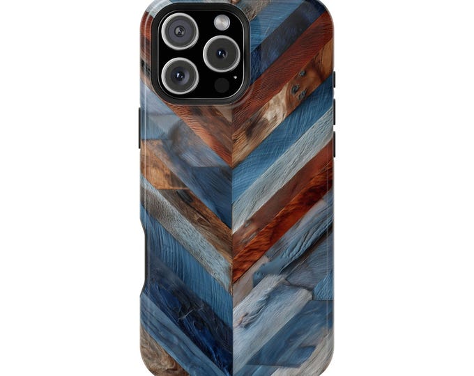 Natural Wood Periwinkle Blue Dyed Pattern Phone Case: iPhone, Galaxy, Pixel - Lifetime Warranty