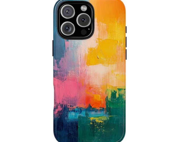 Sunset Echoes Fiery Hues Abstract Strokes Phone Case: iPhone, Galaxy, Pixel - Lifetime Warranty
