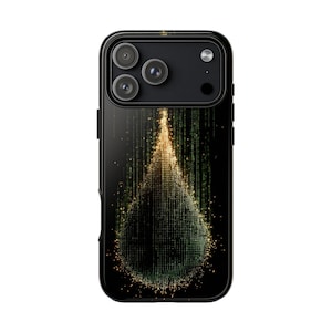 Green Raindrop Computer Matrix Code Phone Case: iPhone | Samsung Galaxy | Google Pixel - Shockproof Cover
