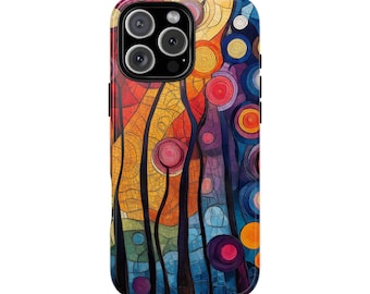 Klimt Circle Vines Abstract Art Design Phone Case - iPhone 17 Air 16 16e 15 14 13 12 11 Pro Max Samsung Galaxy S25 S24 Pixel 9a