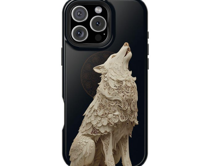 Ivory Wolf White Sculpture Phone Case: iPhone, Galaxy, Pixel - Lifetime Warranty