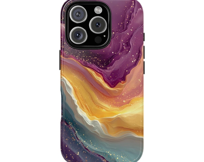 Chromatic Fluid Purple Yellow Waves Phone Case: iPhone, Galaxy, Pixel - Lifetime Warranty