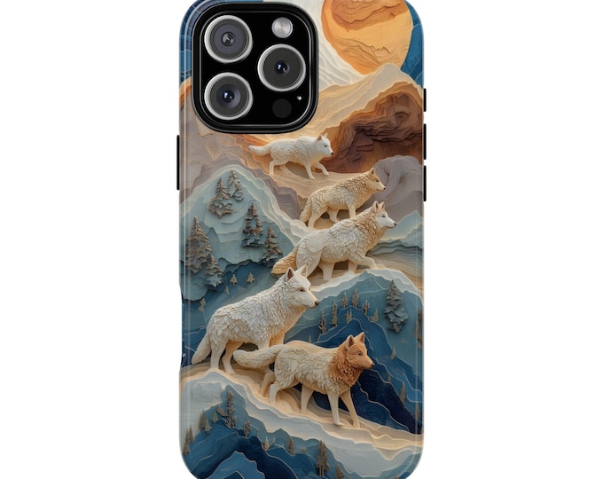 Timber Wolf Pack Snow Mountains Phone Case: iPhone, Galaxy, Pixel - Lifetime Warranty