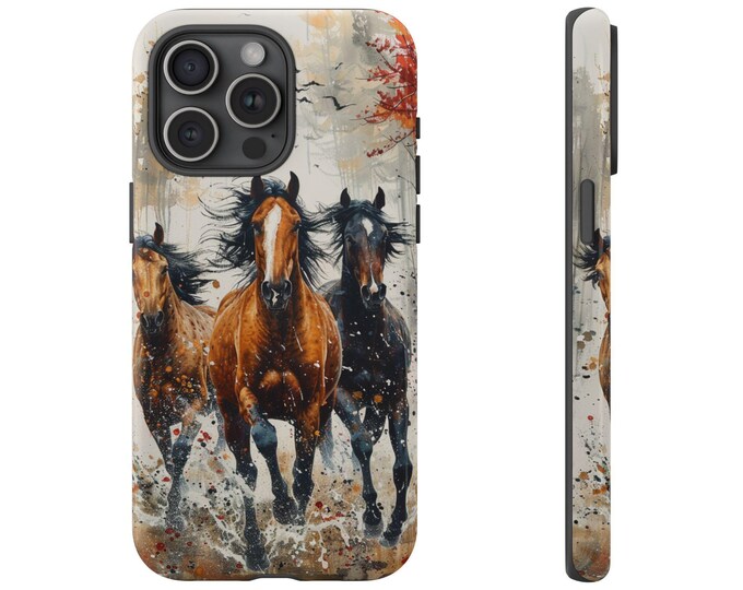 Wild Horse Morning Fog Painting Phone Case: iPhone, Galaxy, Pixel - Lifetime Warranty