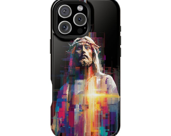 Jesus Christ Glitch Art Phone Case: iPhone, Galaxy, Pixel - Lifetime Warranty