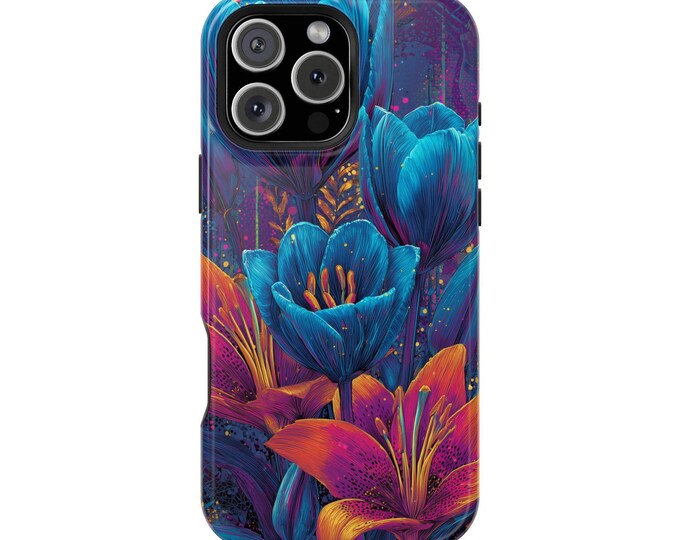 Orange Lily Blue Flowers Phone Case for iPhone | Samsung Galaxy | Google Pixel