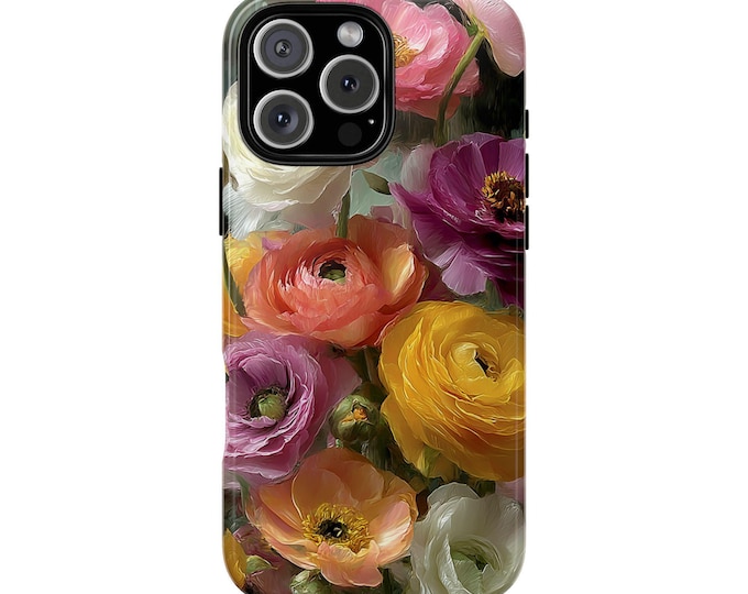 Ranunculus Peony Floral Wildflowers Phone Case: iPhone, Galaxy, Pixel - Lifetime Warranty
