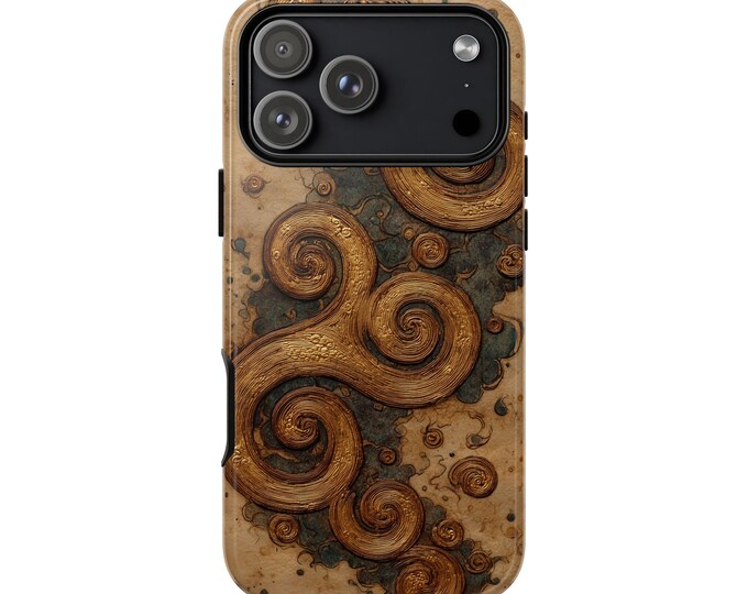 Ancient Interlocking Spiral Aged Parchment Phone Case: iPhone, Galaxy, Pixel - Lifetime Warranty