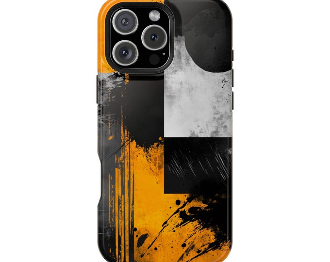 Dynamic Ink Yellow Black Splash Pattern Phone Case: iPhone, Galaxy, Pixel - Lifetime Warranty