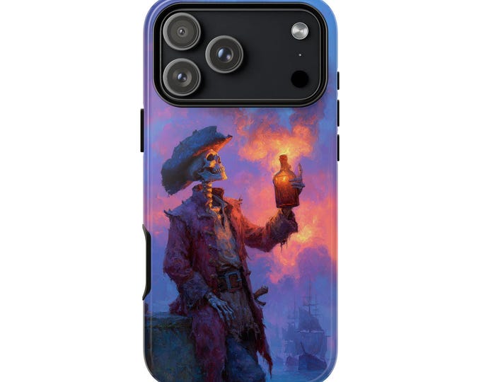 Skeleton Pirate Sunset Rum Phone Case: iPhone, Galaxy, Pixel - Lifetime Warranty