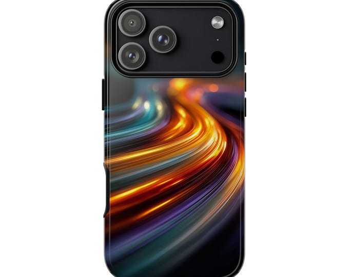Vivid Electric Stream Orange Aqua Glow Phone Case: iPhone, Galaxy, Pixel - Lifetime Warranty