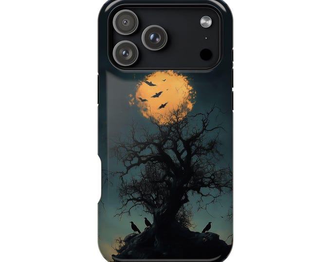 Macabre Tree Spooky Night Raven Phone Case: iPhone, Galaxy, Pixel - Lifetime Warranty