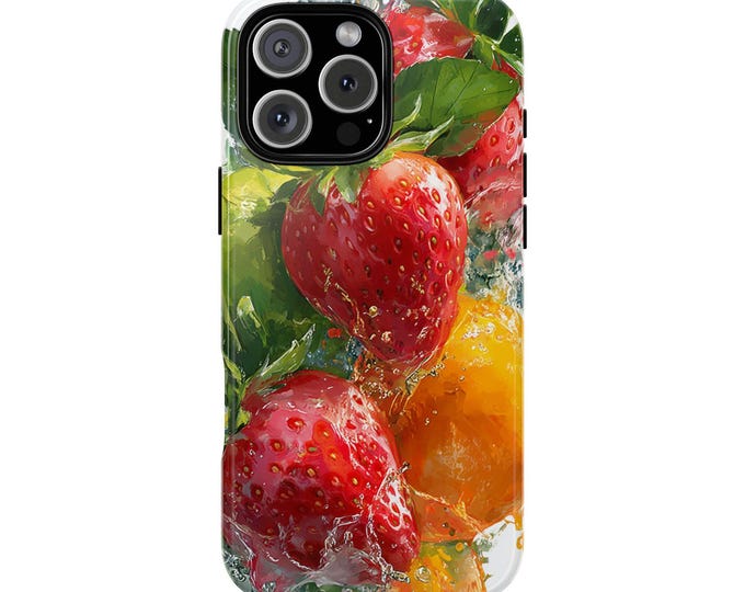 Summer Strawberry Citrus Fruit Splash Phone Case: iPhone, Galaxy, Pixel - Lifetime Warranty