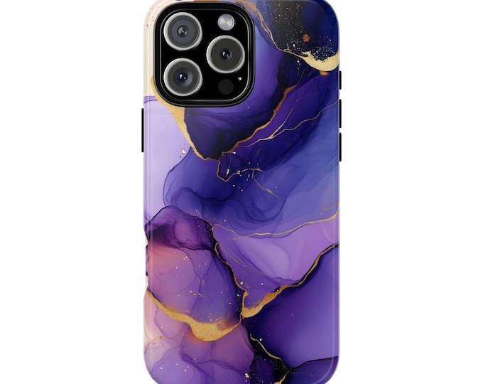 Royal Purple Alcohol Ink Gold Liquid Phone Case: iPhone, Galaxy, Pixel - Lifetime Warranty