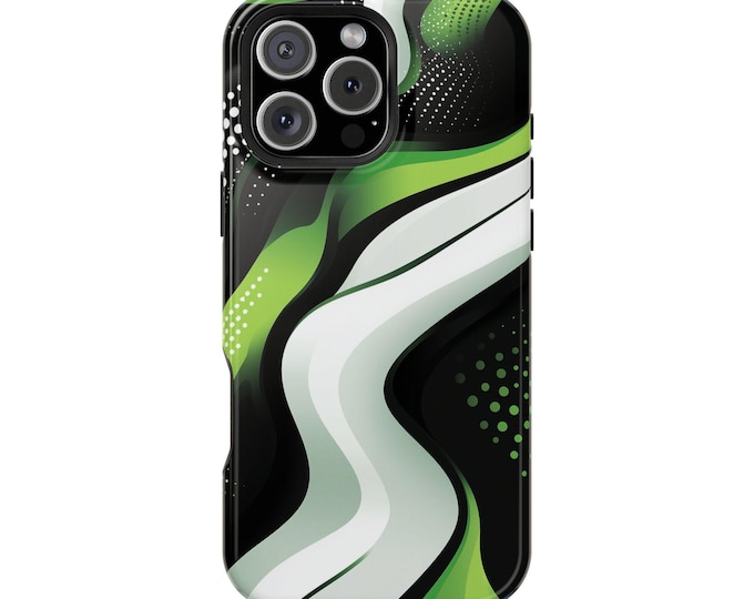 Groovy Smooth Abstract Green Black Retro Phone Case: iPhone, Galaxy, Pixel - Lifetime Warranty