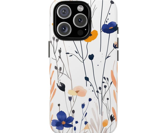 Periwinkle Blue Yellow Wildflowers Phone Case: iPhone, Galaxy, Pixel - Lifetime Warranty