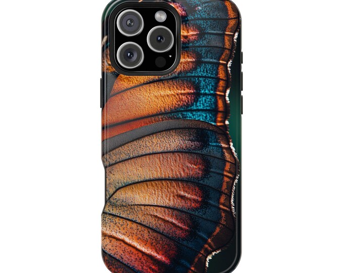 Butterfly Wing Closeup Orange Teal Phone Case: iPhone, Galaxy, Pixel - Lifetime Warranty