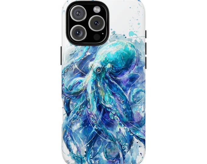 Electric Blue Octopus Vibrant Teal Phone Case: iPhone, Galaxy, Pixel - Lifetime Warranty