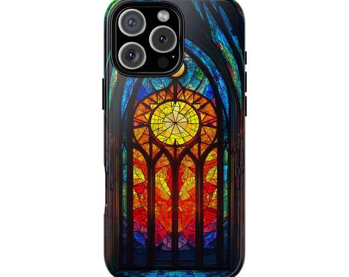 Sacred Light Stained Glass Cathedral Phone Case: Tough Cover for iPhone (MagSafe Compatible), Samsung Galaxy, Pixel