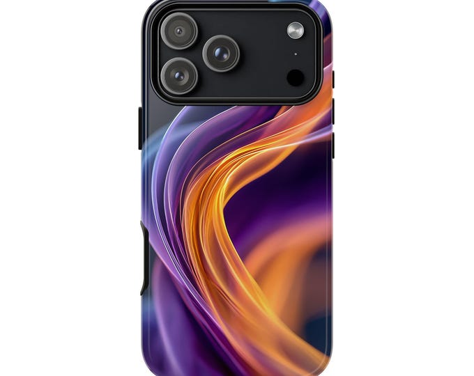 Orange Purple Electric Vivid Wave Phone Case: iPhone, Galaxy, Pixel - Lifetime Warranty