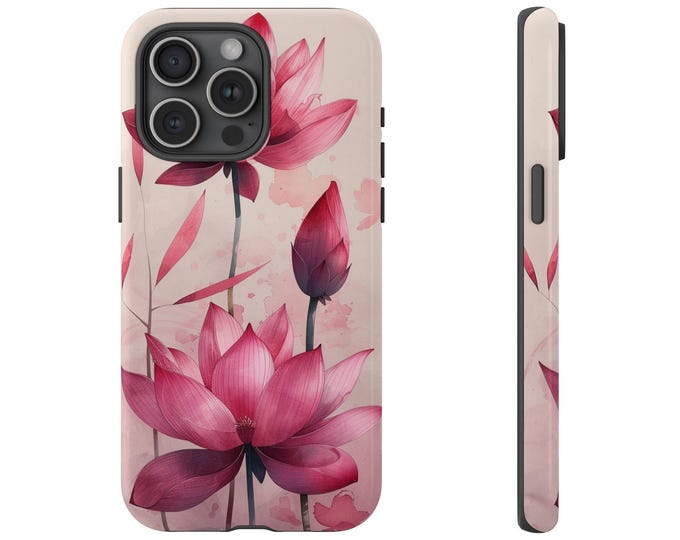 Pink Lotus Lily Flower Watercolor Phone Case for iPhone | Samsung Galaxy | Google Pixel