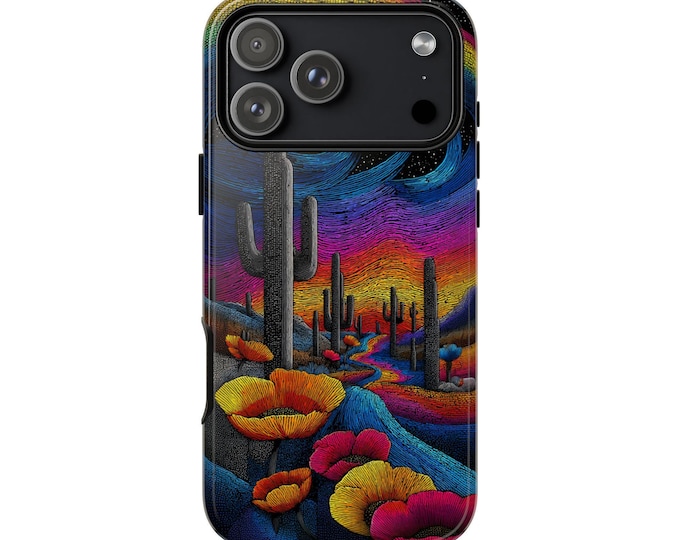 Desert Evening Cacti Silhouettes Phone Case: iPhone, Galaxy, Pixel - Lifetime Warranty