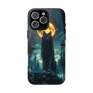 King Black Wolf Full Moon Forest Phone Case: iPhone, Samsung Galaxy, Pixel - All Models | MagSafe Option