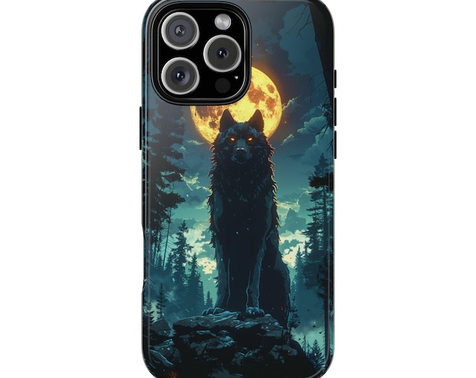 King Black Wolf Full Moon Forest Phone Case: iPhone, Galaxy, Pixel - Lifetime Warranty