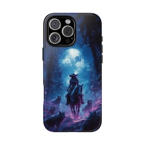 Purple Mystical Forest Cowgirl Wolves Phone Case