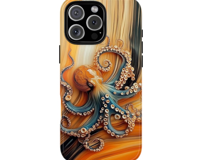 Epoxy Octopus Wooden Cephalopod Wood Resin Print Phone Case: iPhone, Galaxy, Pixel - Lifetime Warranty