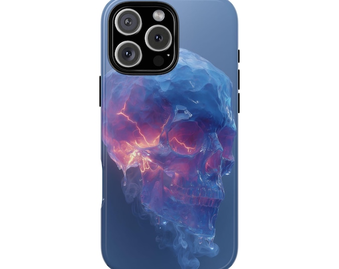 Crystalline Skull Pink Blue Phone Case: iPhone, Galaxy, Pixel - Lifetime Warranty