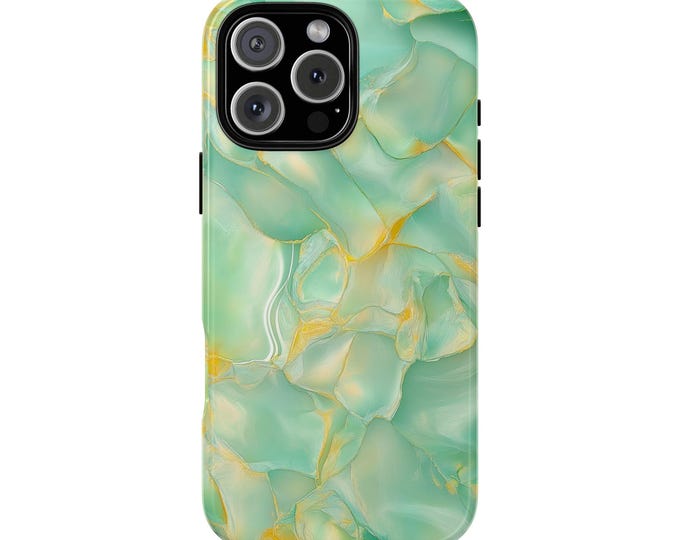 Mint Yellow Gold Opal Glass Marble Phone Case: iPhone, Galaxy, Pixel - Lifetime Warranty