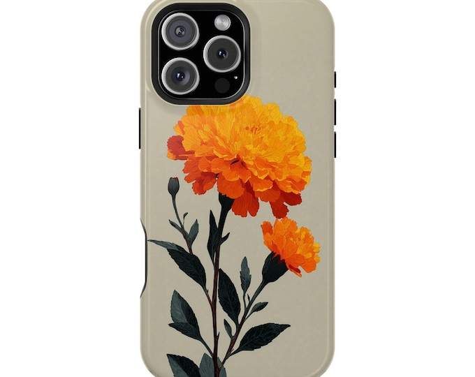 Minimalist Orange Marigold Flower Phone Case for iPhone | Samsung Galaxy | Google Pixel