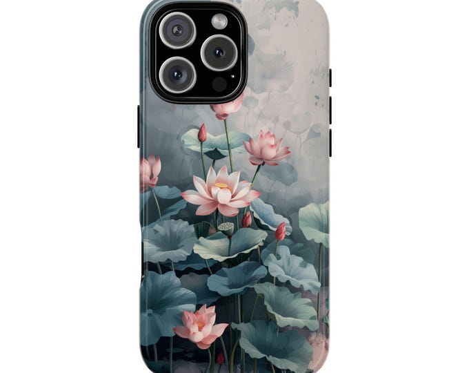 Pink Lily Lotus Flower Green Plants Floral Pond Phone Case for iPhone | Samsung Galaxy | Google Pixel