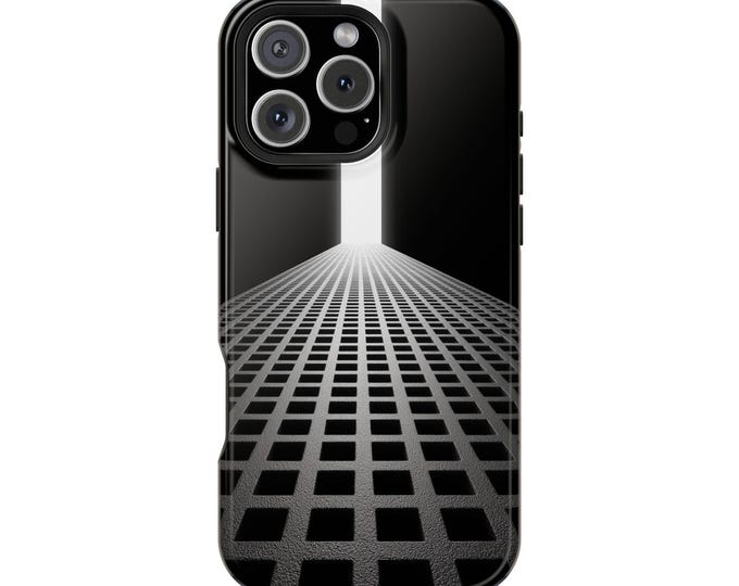 Black Gray Minimalist Grid Phone Case: iPhone, Galaxy, Pixel - Lifetime Warranty